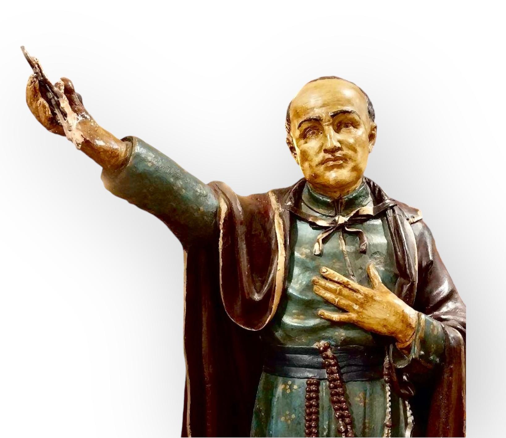 Italiano Statua in gesso di Sant'Aloysius Gonzaga, realizzata a mano all'inizio del XX secolo in vendita