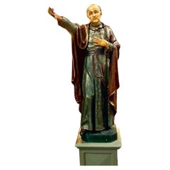Estatua de yeso fundido a mano de San Luis Gonzaga de principios del siglo XX