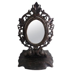 Miroir de table à poser du début du 20e siècle, fabriqué à la main en Black Forest