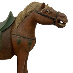 Early 20th-Century Hand-crafted Chinese Wooden Tang Horse