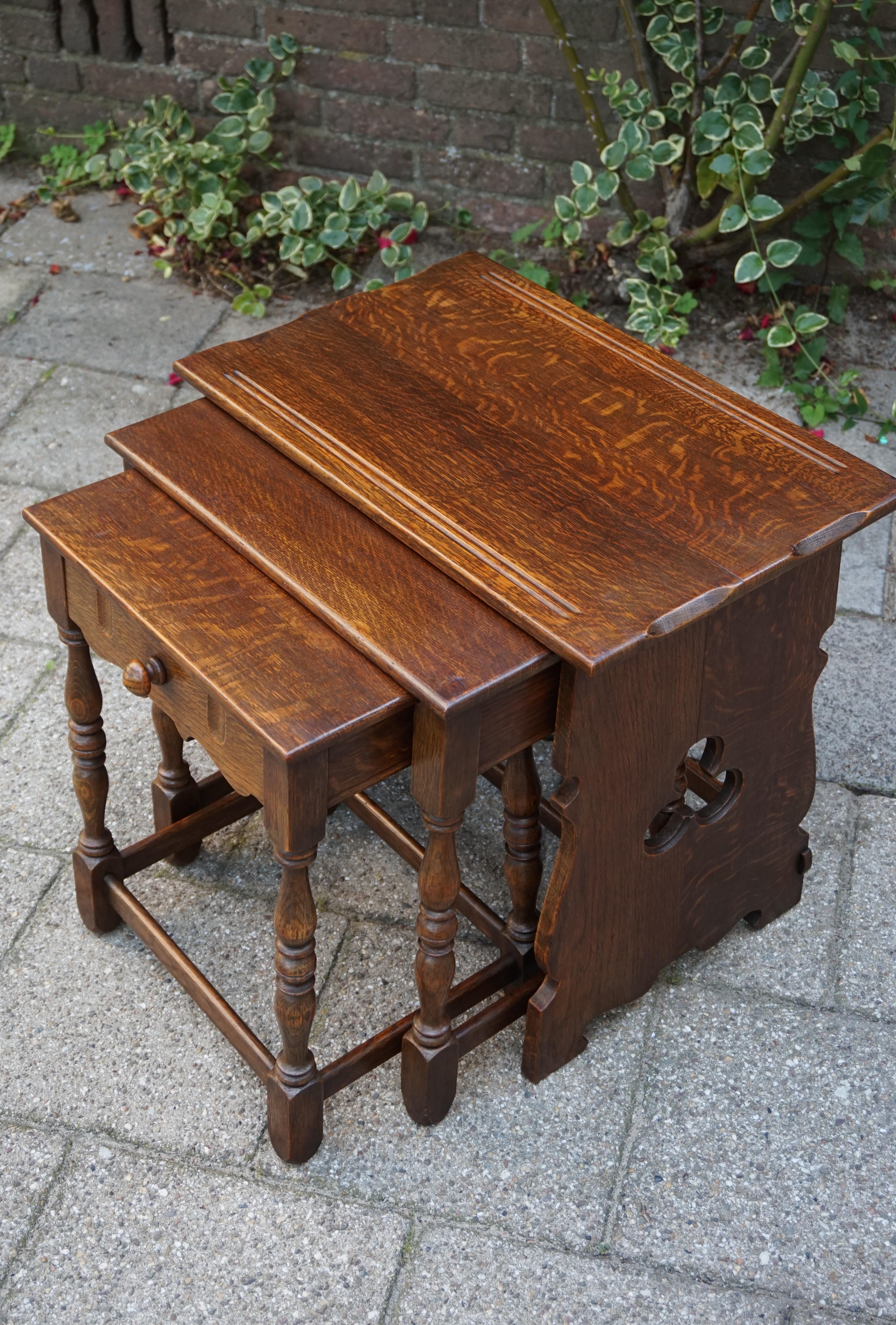 Dutch Early 20th Century Handcrafted Gothic Revival Nest of Tables from a Monastery