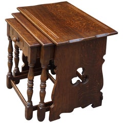 Early 20th Century Handcrafted Gothic Revival Nest of Tables from a Monastery