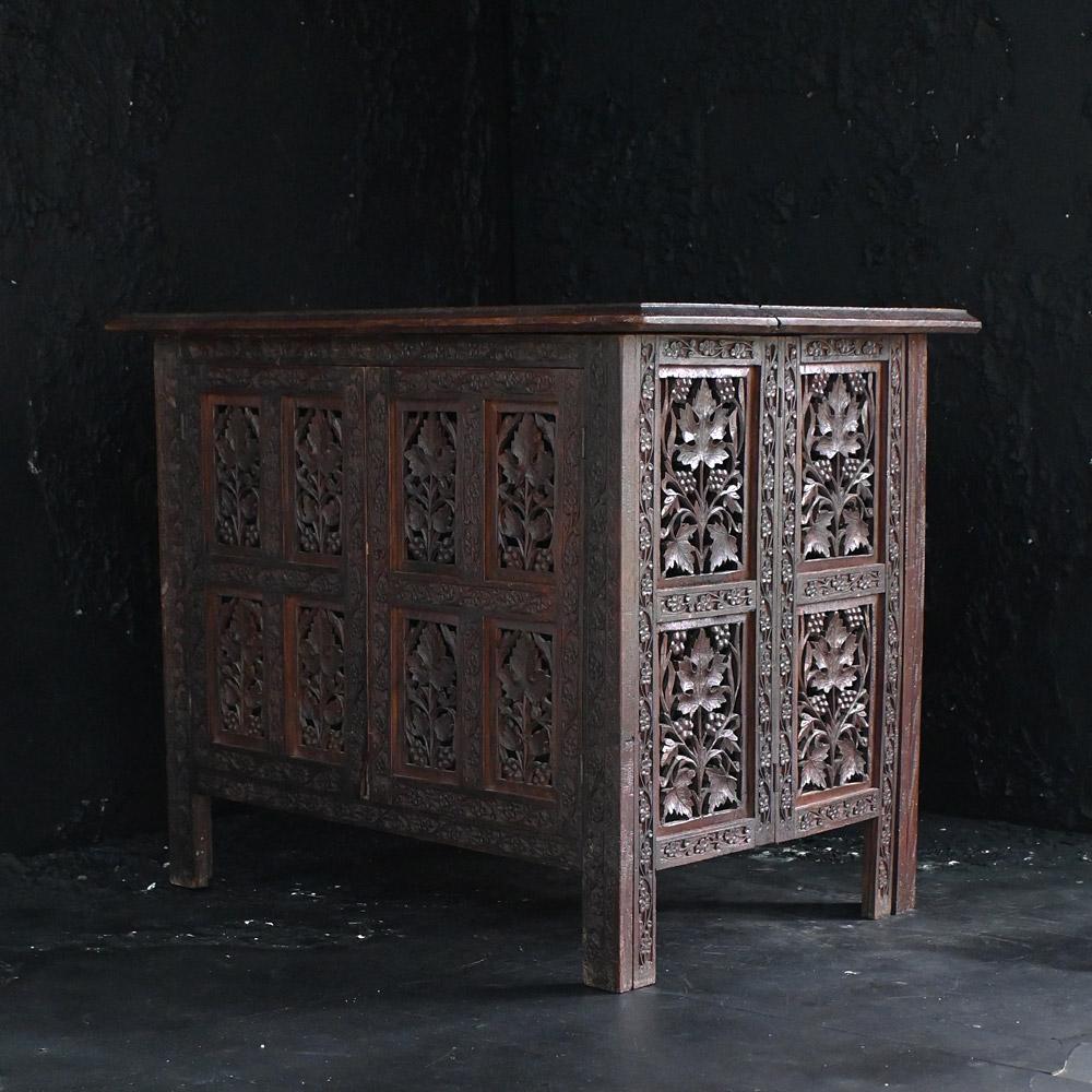 Late Victorian Early 20th Century Hand Crafted Indian Occasional Cupboard Table    For Sale