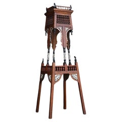 Antique Early 20th Century Hand Crafted Inlaid Syrian Plant Stand