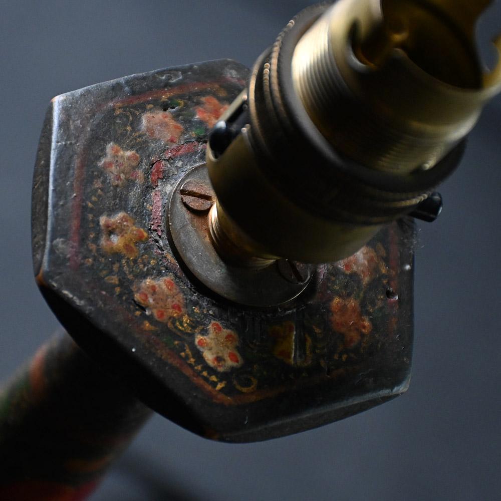 Late Victorian Early 20th Century Hand Crafted Kashmiri Lamp Holder For Sale