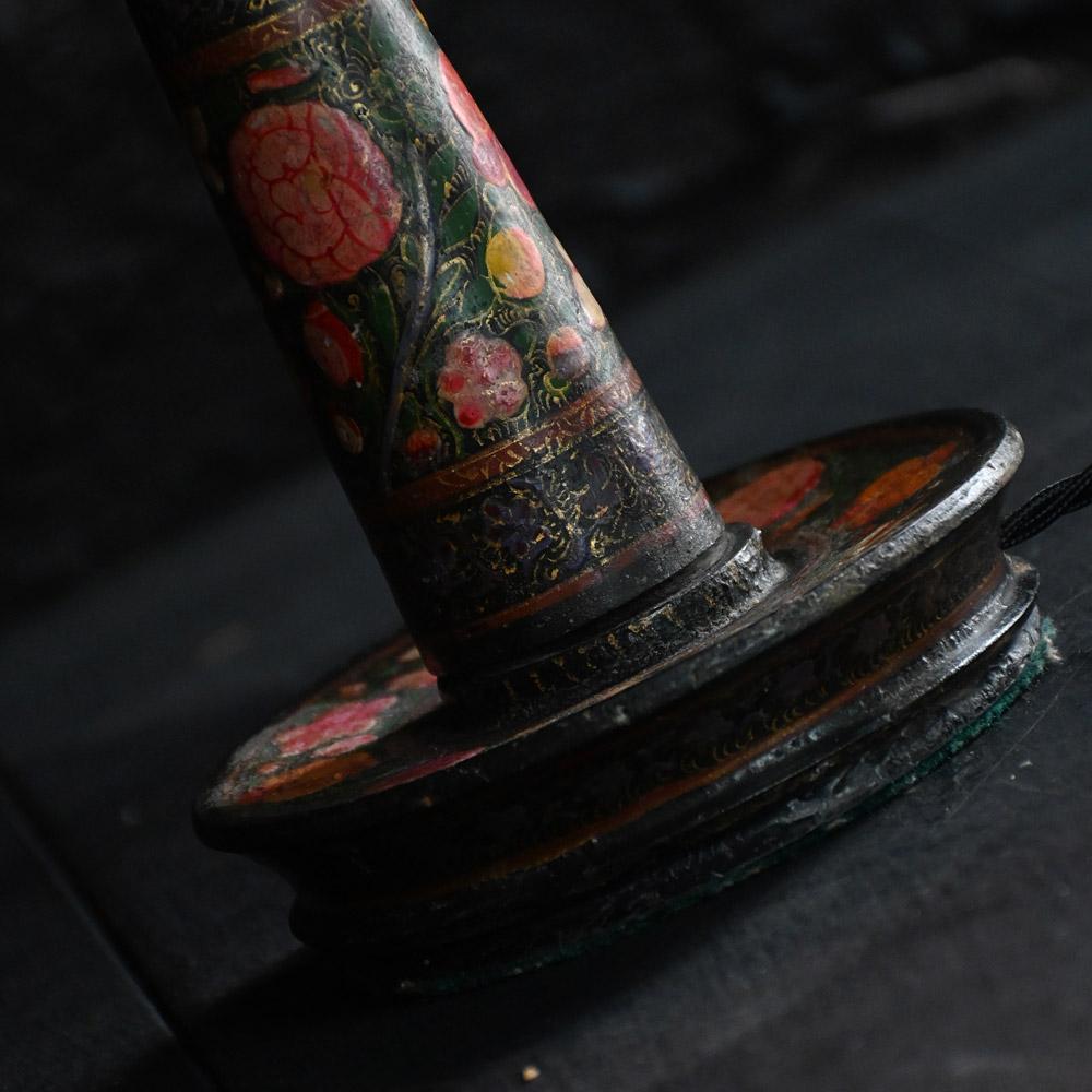 Wood Early 20th Century Hand Crafted Kashmiri Lamp Holder For Sale
