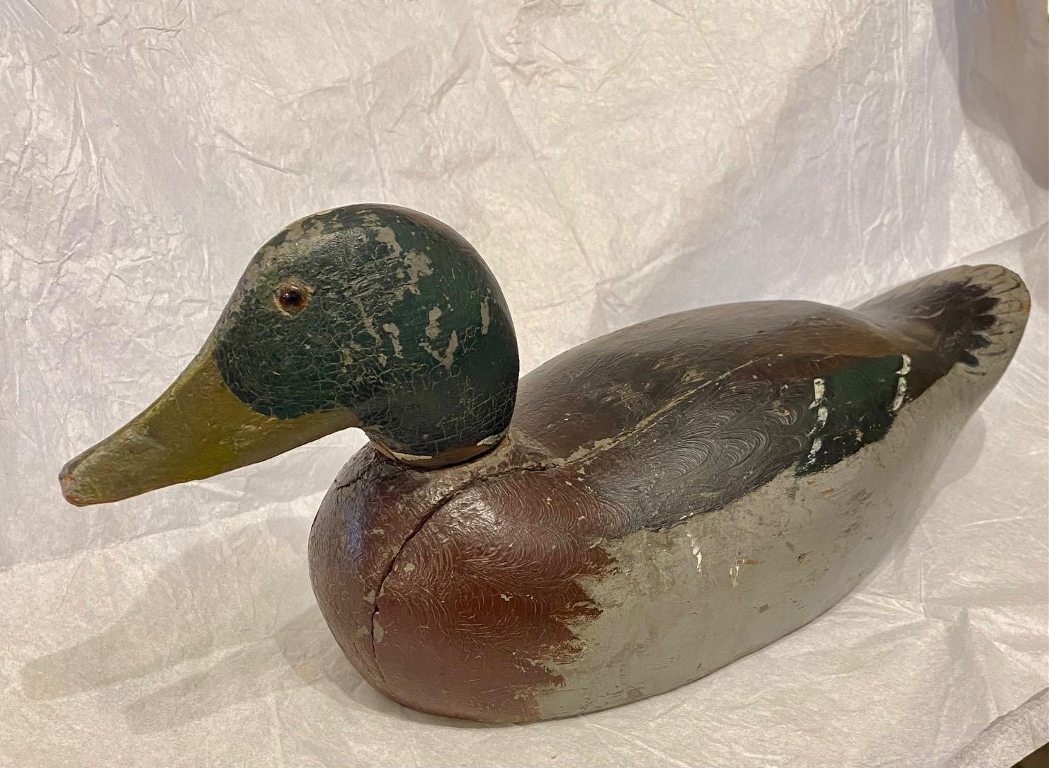 Early 20th Century Hand Crafted Mechanical Mallard Decoy For Sale 1