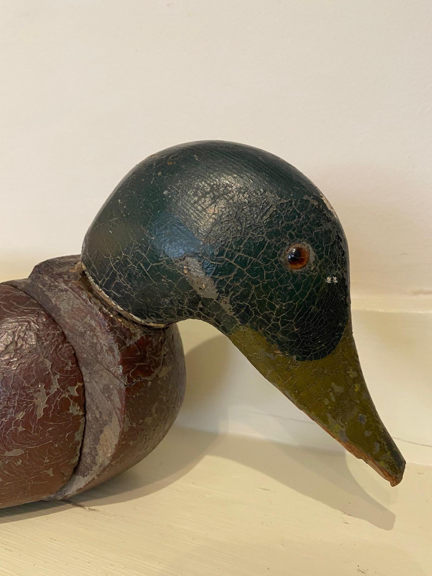 Sporting Art Early 20th Century Hand Crafted Mechanical Mallard Decoy For Sale