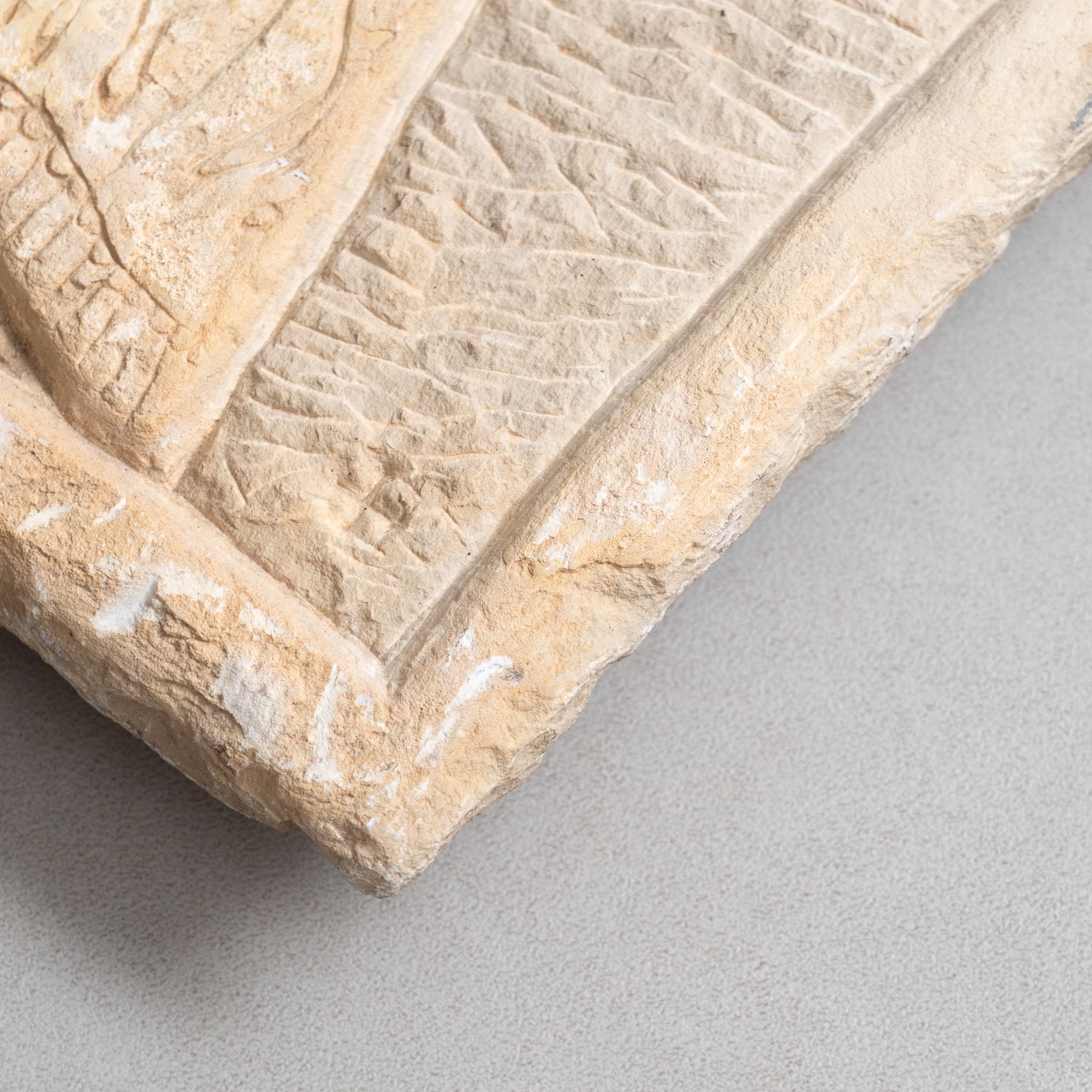 Early 20th Century Hand-Engraved Wall Stone Sculpture 3