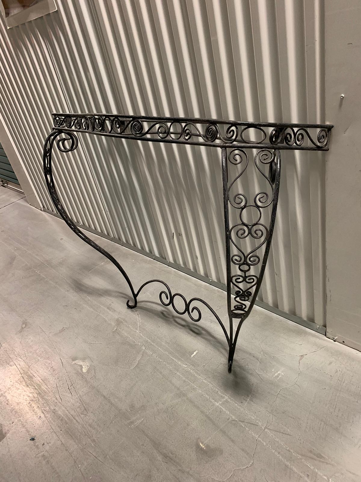 Early 20th Century Hand-Forged Iron Wall-Mount Console In Good Condition In Atlanta, GA