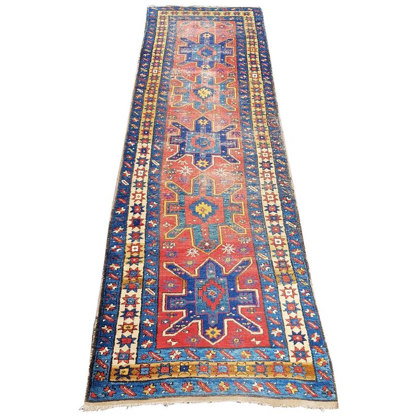 Early 20th Century Hand Knotted Caucasian Runner