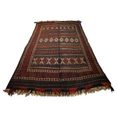 Early 20th Century Hand-Knotted Kilim Nomadic Flat-Weave Handknotted Wool Rug
