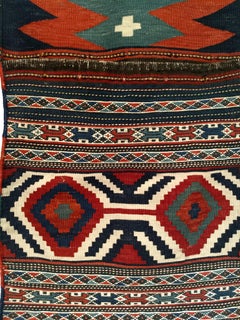 Early 20th Century Hand-Knotted Shahsavan Tribal Double Saddlebag