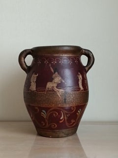 Vaso in gres Hand Made dei primi del Novecento decorato con figure