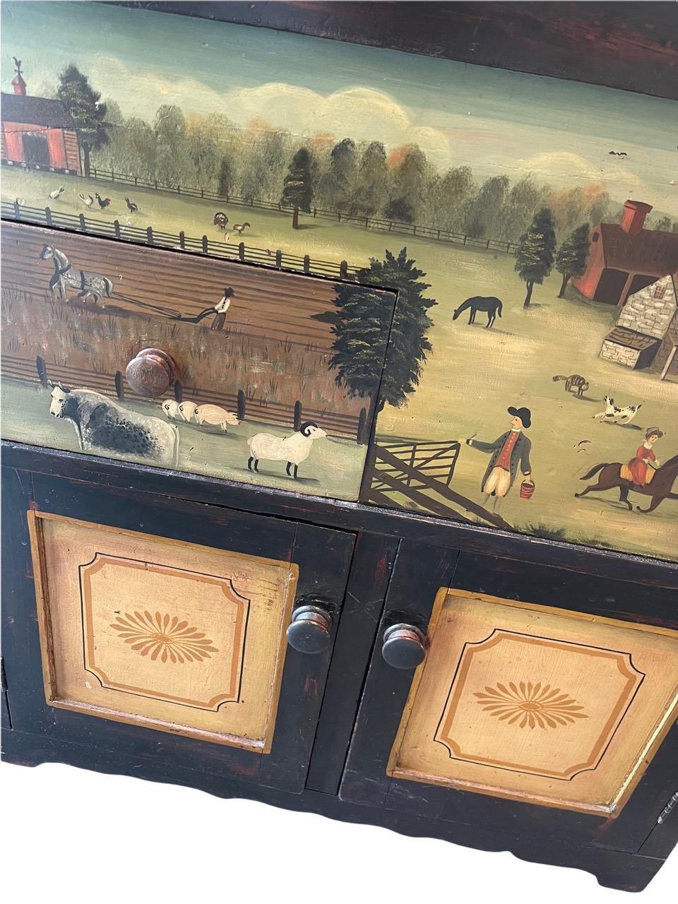 Wood Early 20th Century Hand Painted Cabinet by Ralph Cohoon For Sale