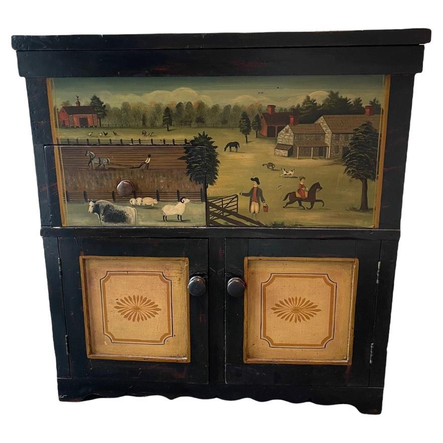 Early 20th Century Hand Painted Cabinet by Ralph Cohoon For Sale