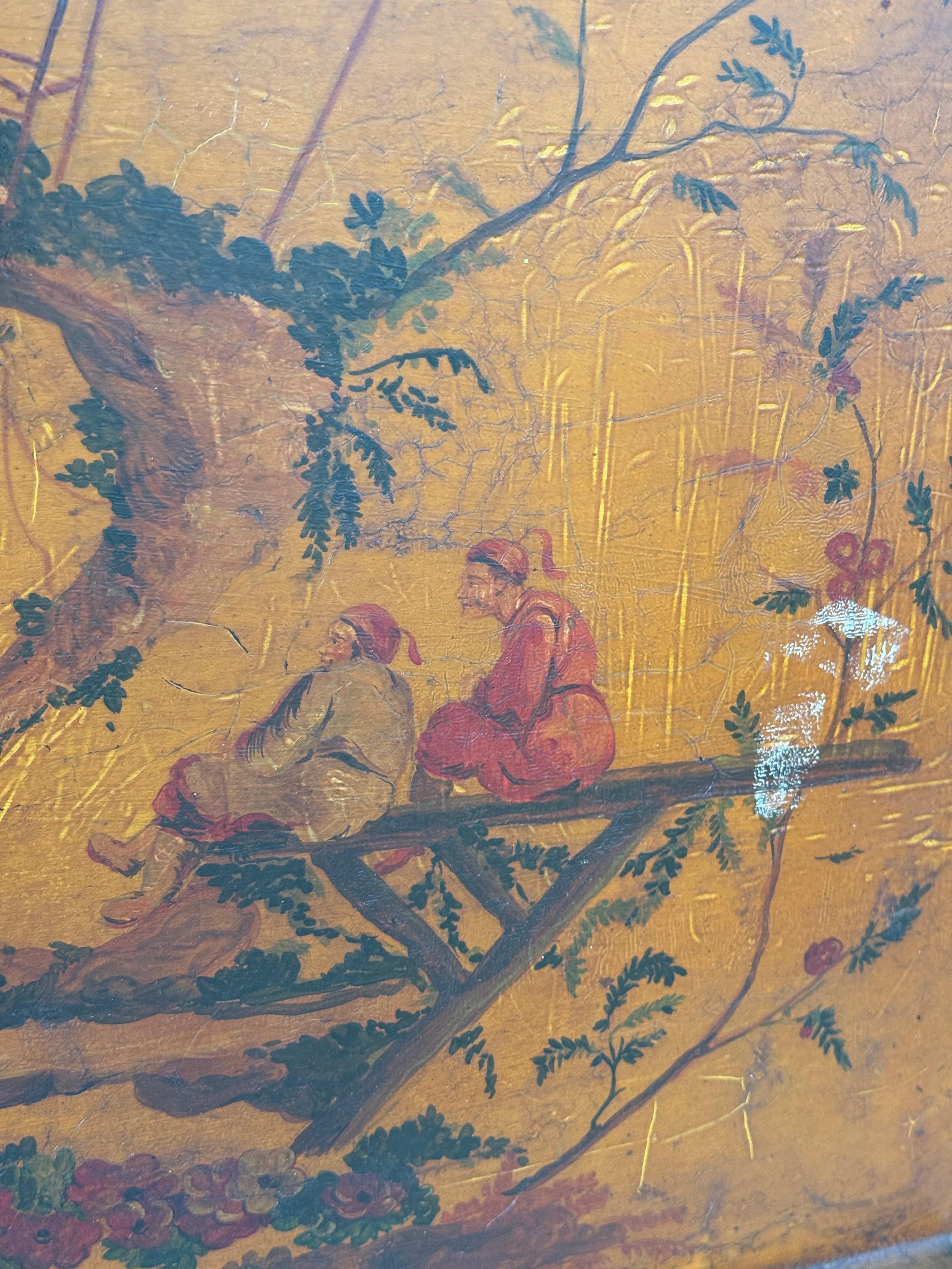 Bandeja de cerámica china pintada a mano de principios del siglo XX en venta 3