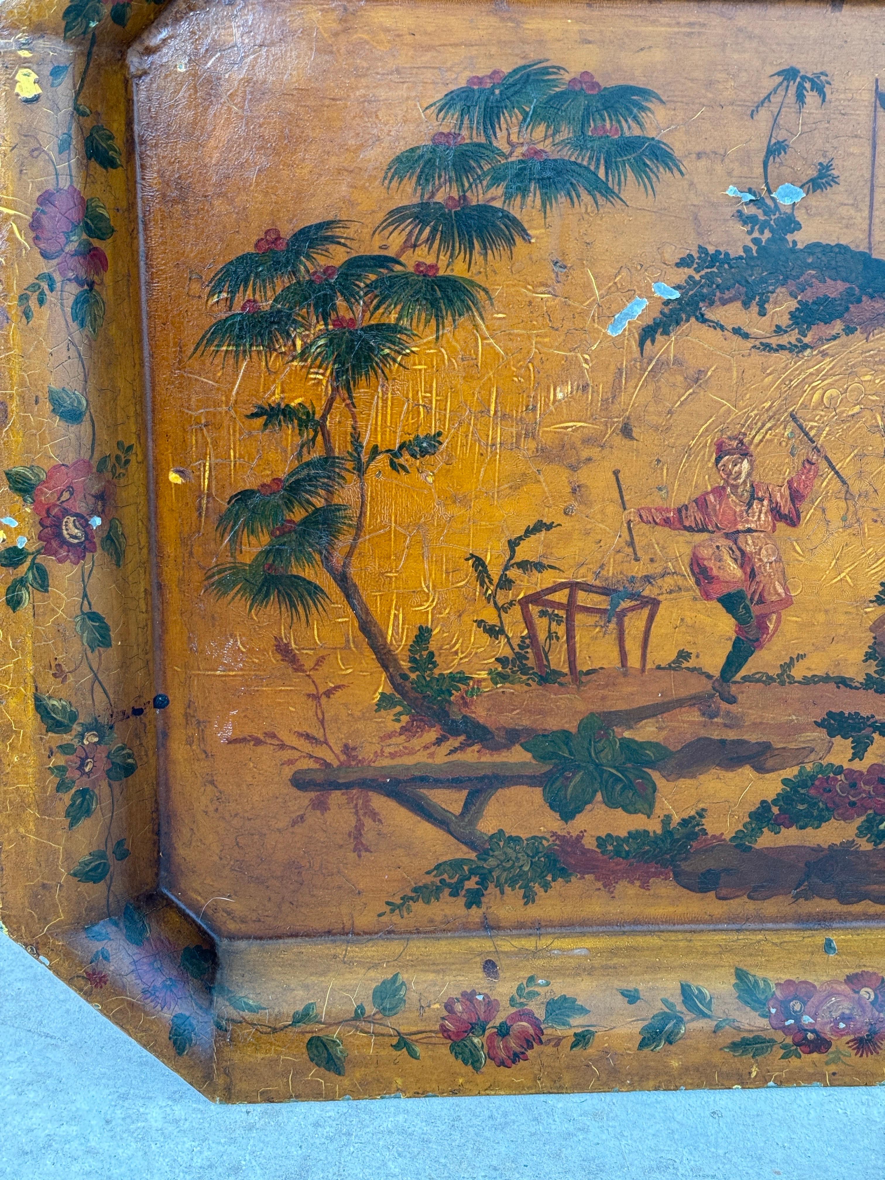 Bandeja de cerámica china pintada a mano de principios del siglo XX Desconocido en venta