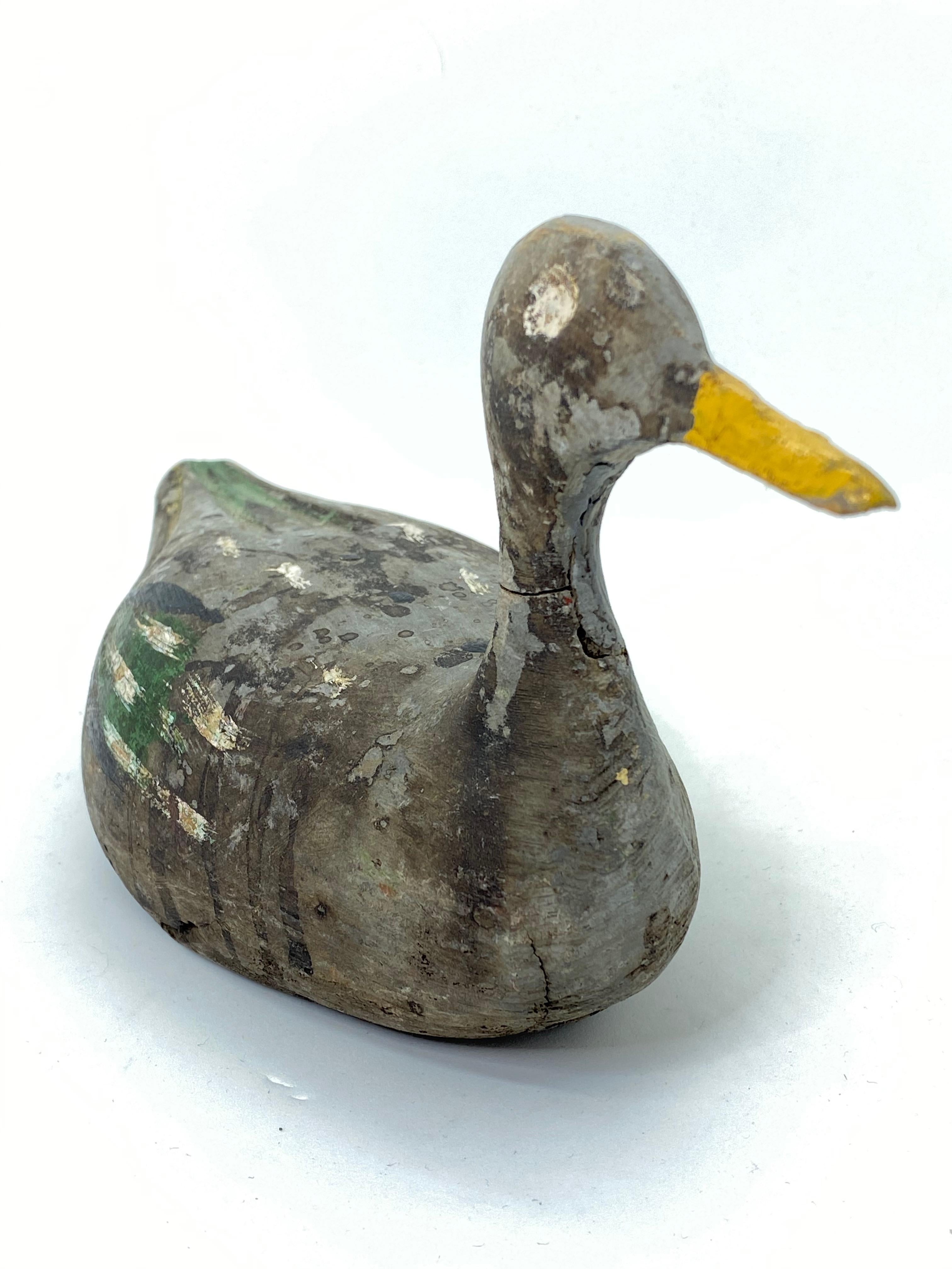 Folk Art Early 20th Century Hand Painted Decoy Duck, Antique German For Sale