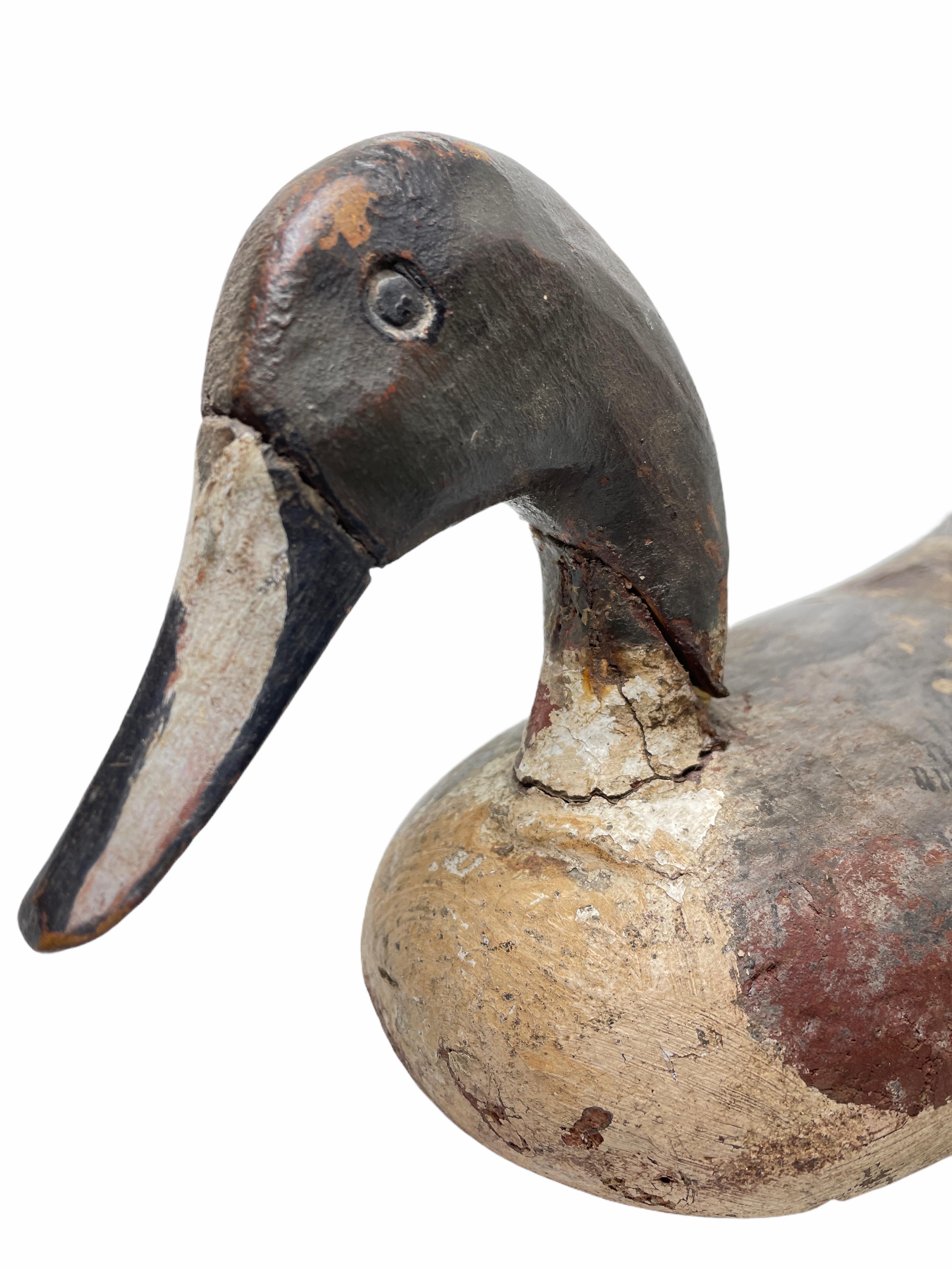 Folk Art Early 20th Century Hand Painted Duck Decoy Antique, German For Sale