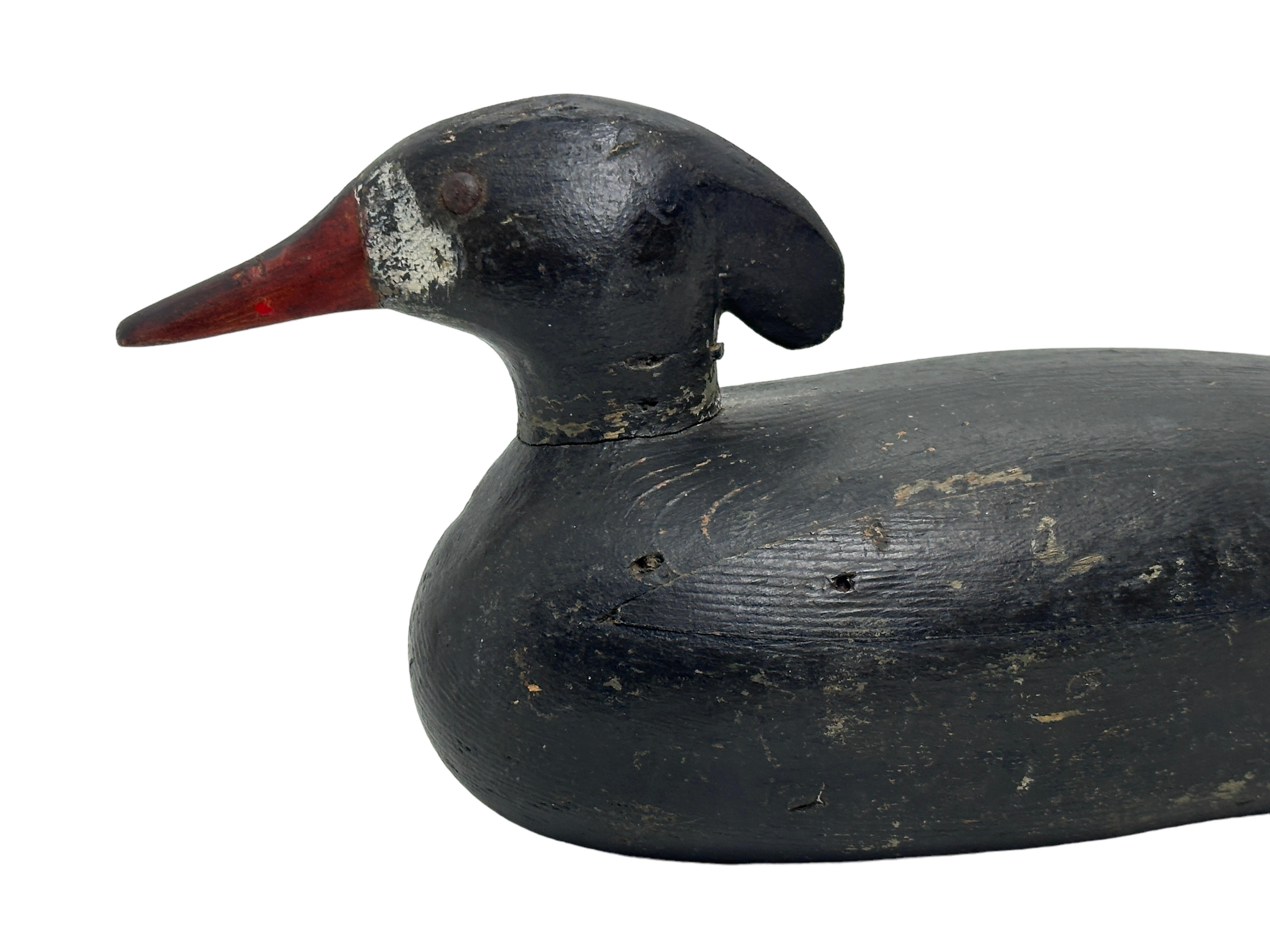 Hand-Crafted Early 20th Century Hand Painted Duck Decoy Antique, USA owned by Bob Tillbutt For Sale
