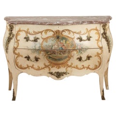 Early 20th Century Hand Painted Louis XV Style Bombe Commode