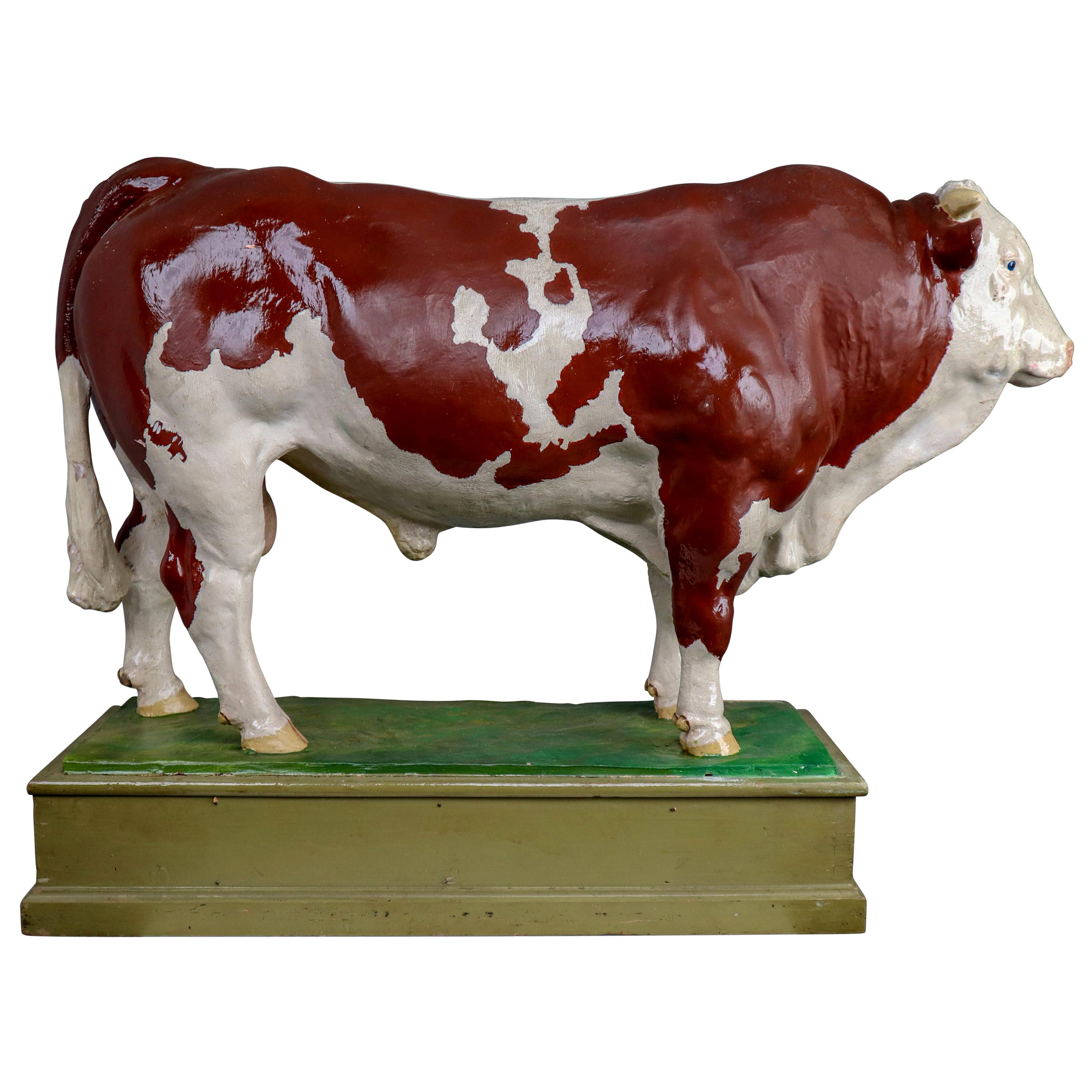 Early 20th Century Hand Painted Plaster Model of a Bull Made in Czech Republic