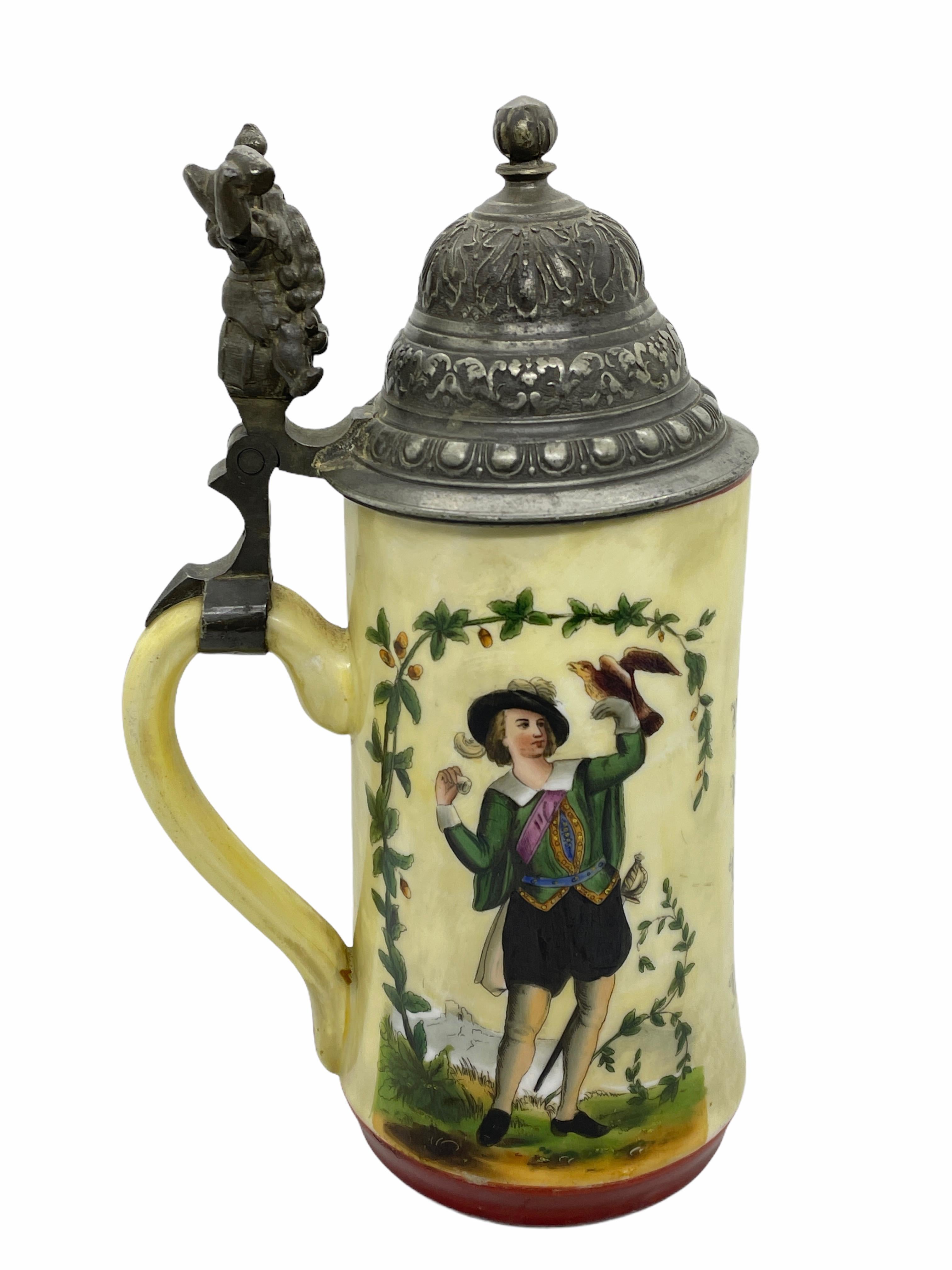 A gorgeous beer stein, made in Germany. This beer stein has been made in Germany, circa 1900s or older. Absolutely gorgeous piece still in great condition, without damage. Lid works properly. It is a 1/2 Liter Stein. Has a beautiful detailed Gnome
