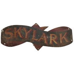 Early 20th Century Hand Painted Toleware Pleasure Boat Sign; ‘Skylark’