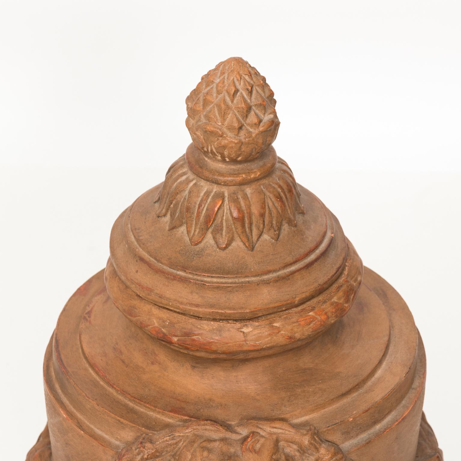 Early 20th Century Hand-Sculpted Terracotta Urn 6