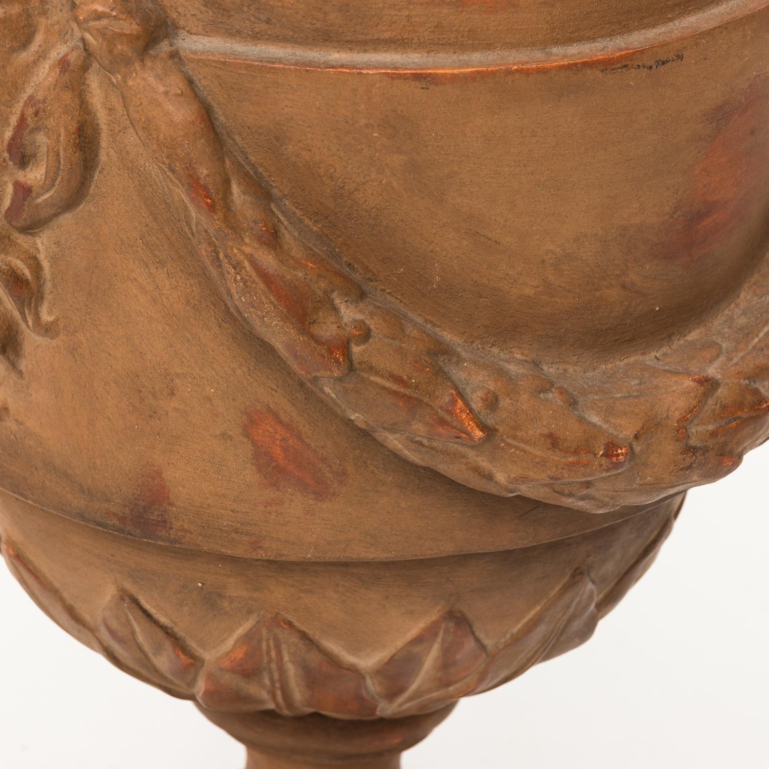 Early 20th Century Hand-Sculpted Terracotta Urn 3