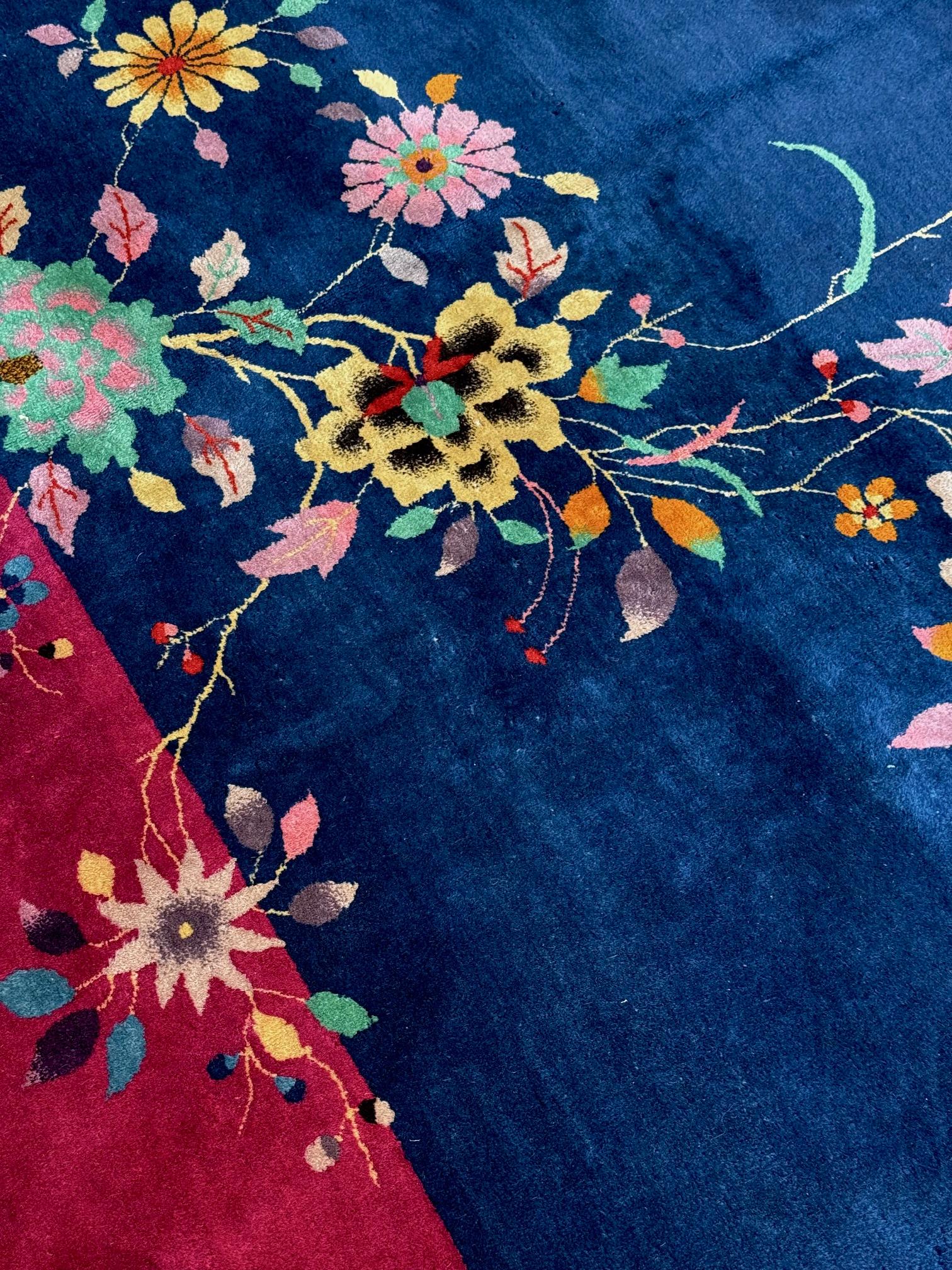 20ième siècle Tapis déco chinois tissé à la main au début du 20e siècle en vente