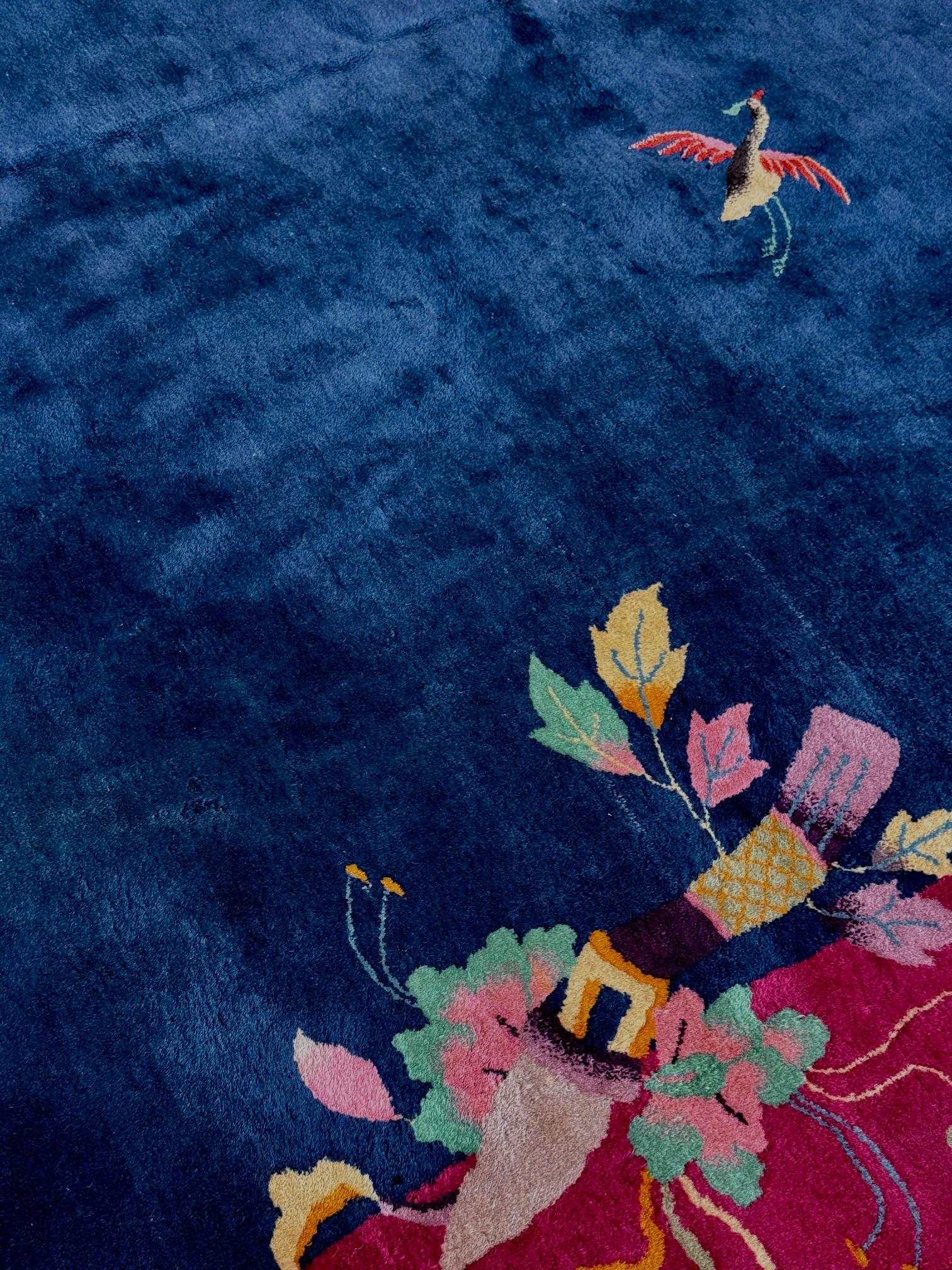 Laine Tapis déco chinois tissé à la main au début du 20e siècle en vente