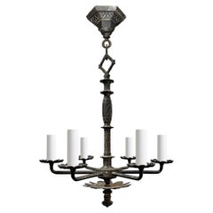 Antique Early 20th Century Hand-Wrought Iron Chandelier