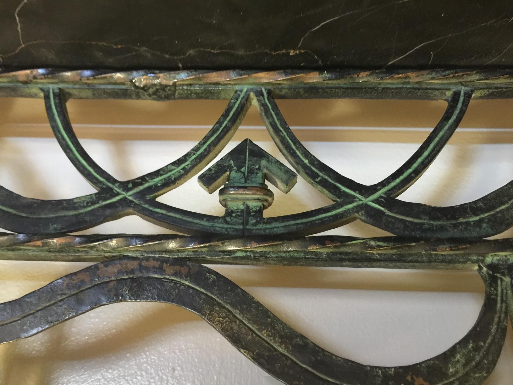 Early 20th Century Handwrought Iron Mirrored Console Table For Sale 1