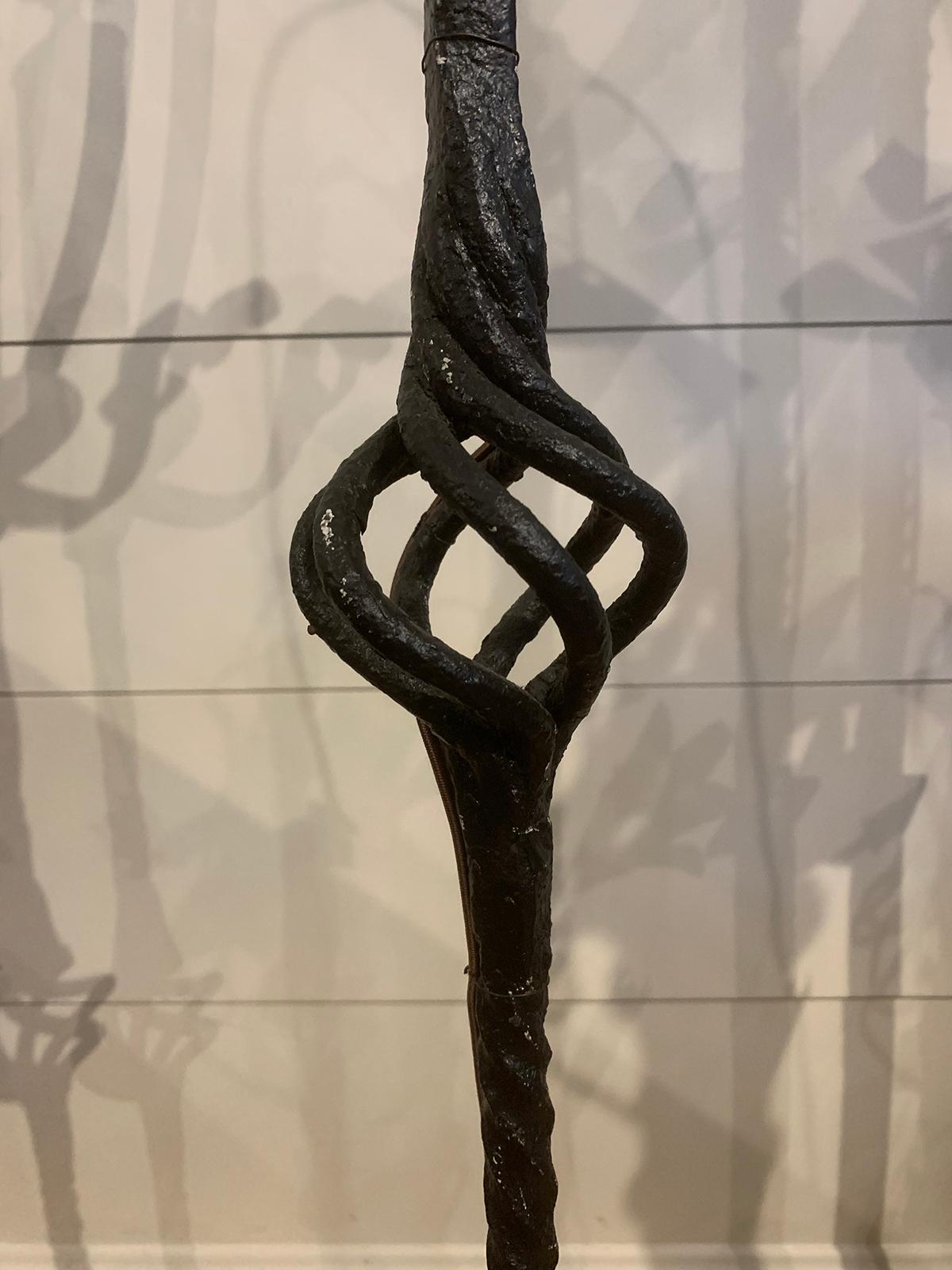 Early 20th Century Hand Wrought Iron Torchère as Floor Lamp 8
