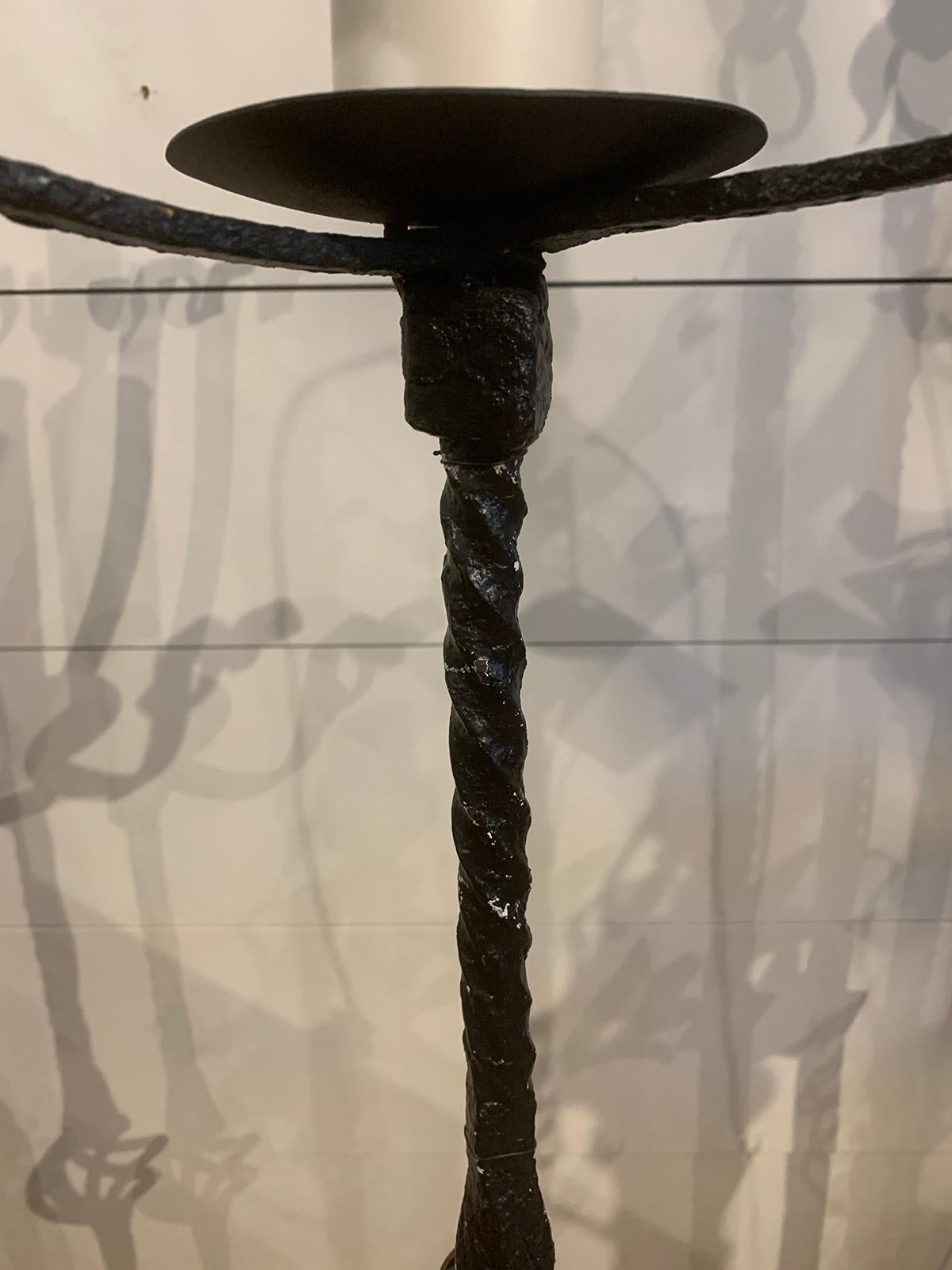 Early 20th Century Hand Wrought Iron Torchère as Floor Lamp 6