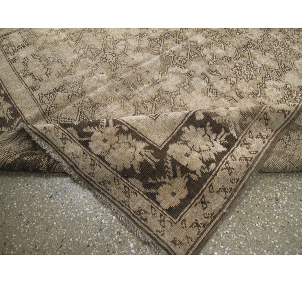 Early 20th Century Handmade Caucasian Gallery Accent Rug in Neutral Brown For Sale 4