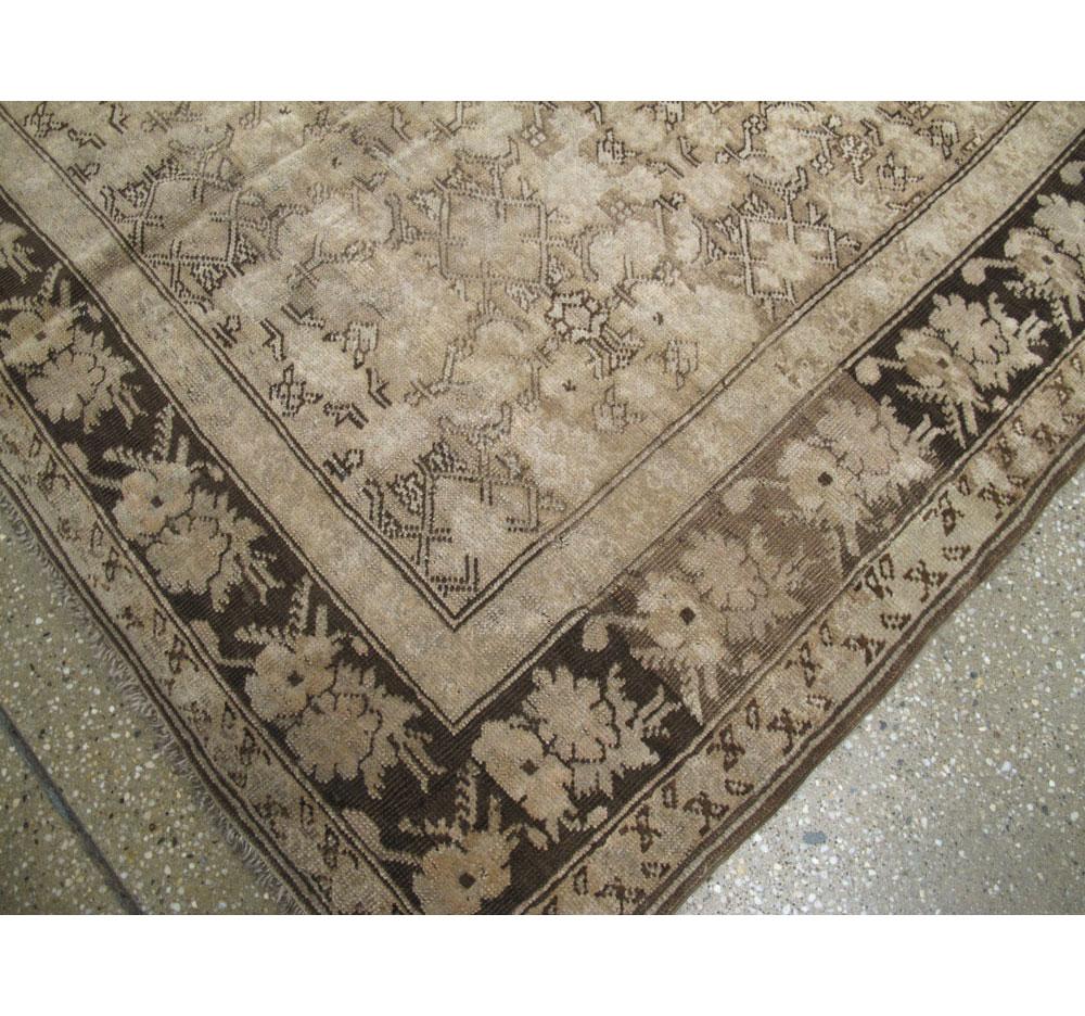 Early 20th Century Handmade Caucasian Gallery Accent Rug in Neutral Brown For Sale 2
