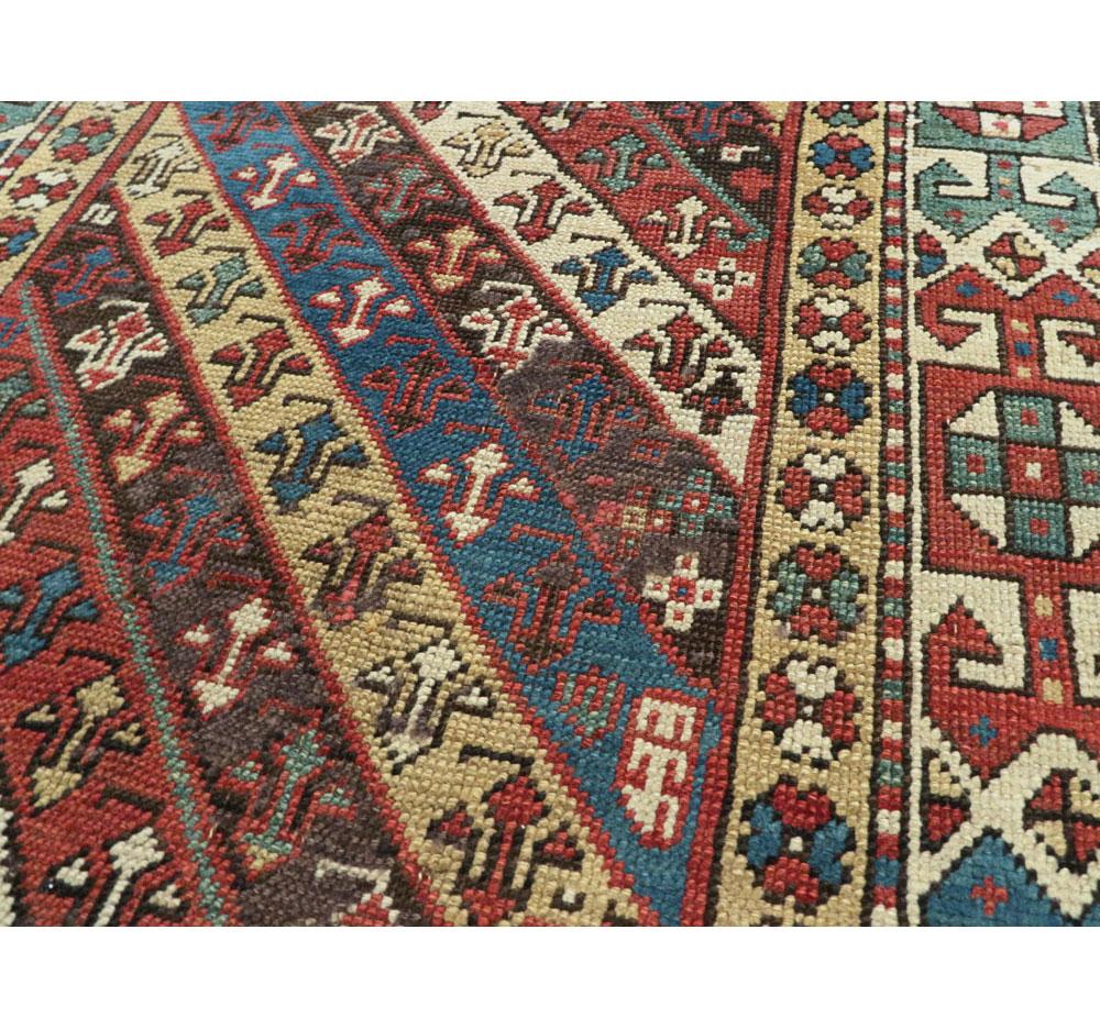 Early 20th Century Handmade Caucasian Kazak Runner with a Tribal Design For Sale 2