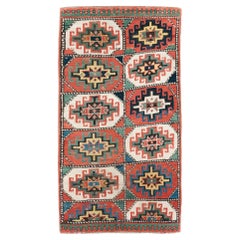 Early 20th Century Handmade Caucasian Kazak Throw Rug