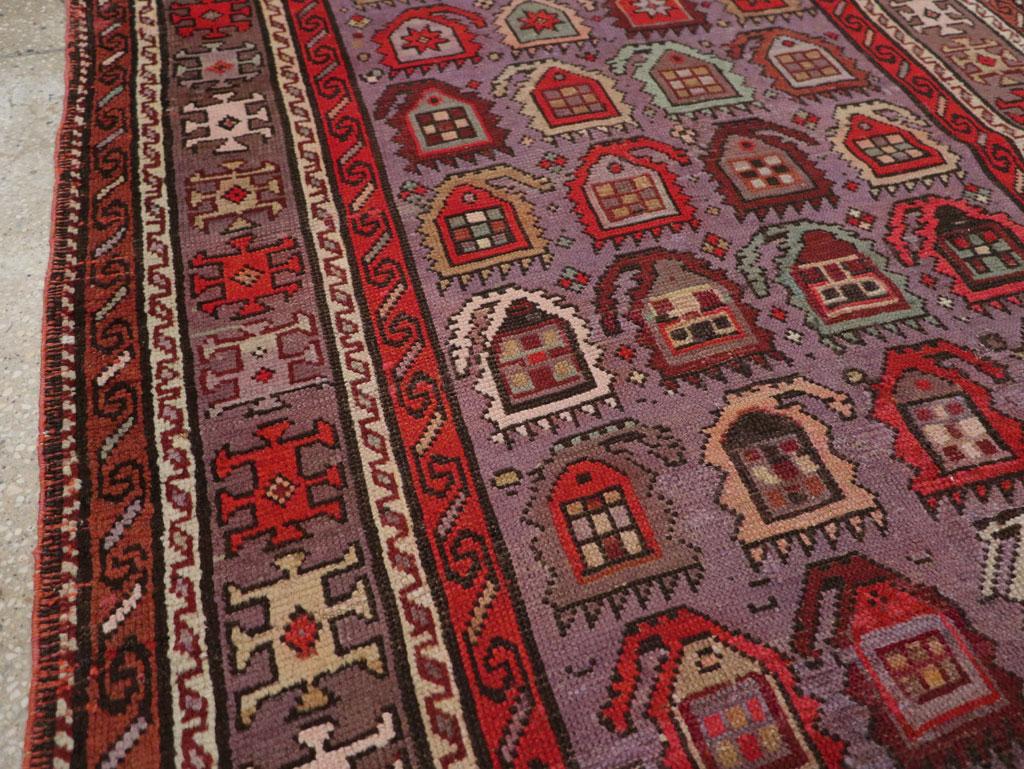 Tribal Early 20th Century Handmade Caucasian Shirvan Small Accent Rug For Sale