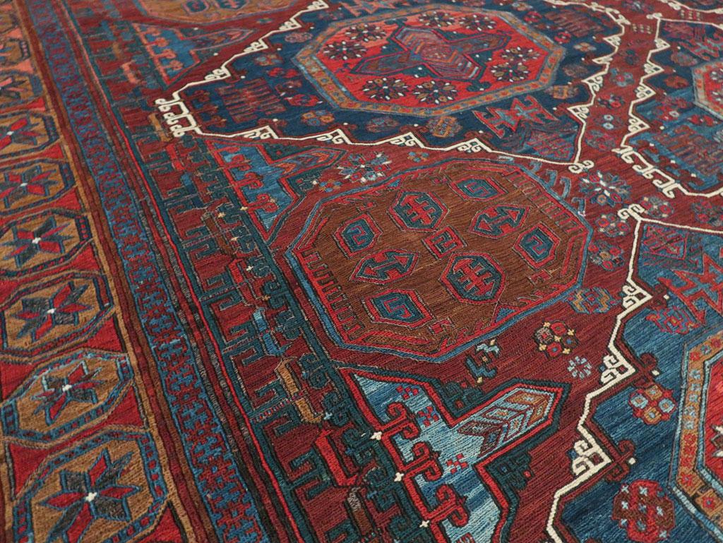 Wool Early 20th Century Handmade Central Asian Flat-Weave Soumak Room Size Carpet