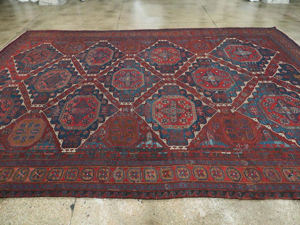 Early 20th Century Handmade Central Asian Flat-Weave Soumak Room Size Carpet 1