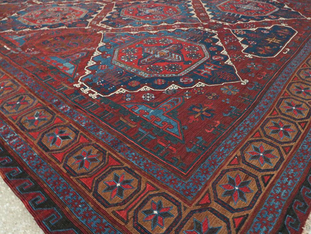 Early 20th Century Handmade Central Asian Flat-Weave Soumak Room Size Carpet 3