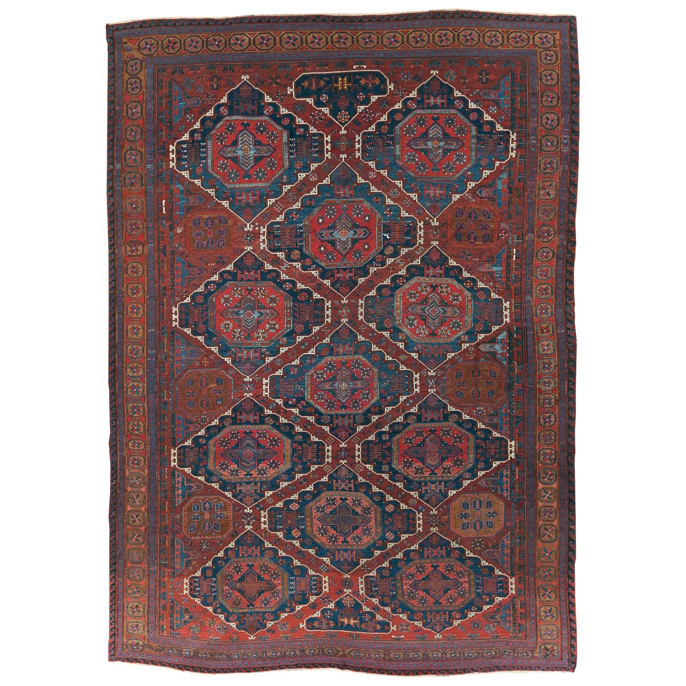 Early 20th Century Handmade Central Asian Flat-Weave Soumak Room Size Carpet