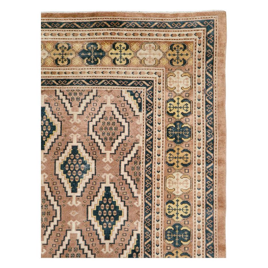 East Turkestani Early 20th Century Handmade Central Asian Samarkand Room Size Carpet For Sale