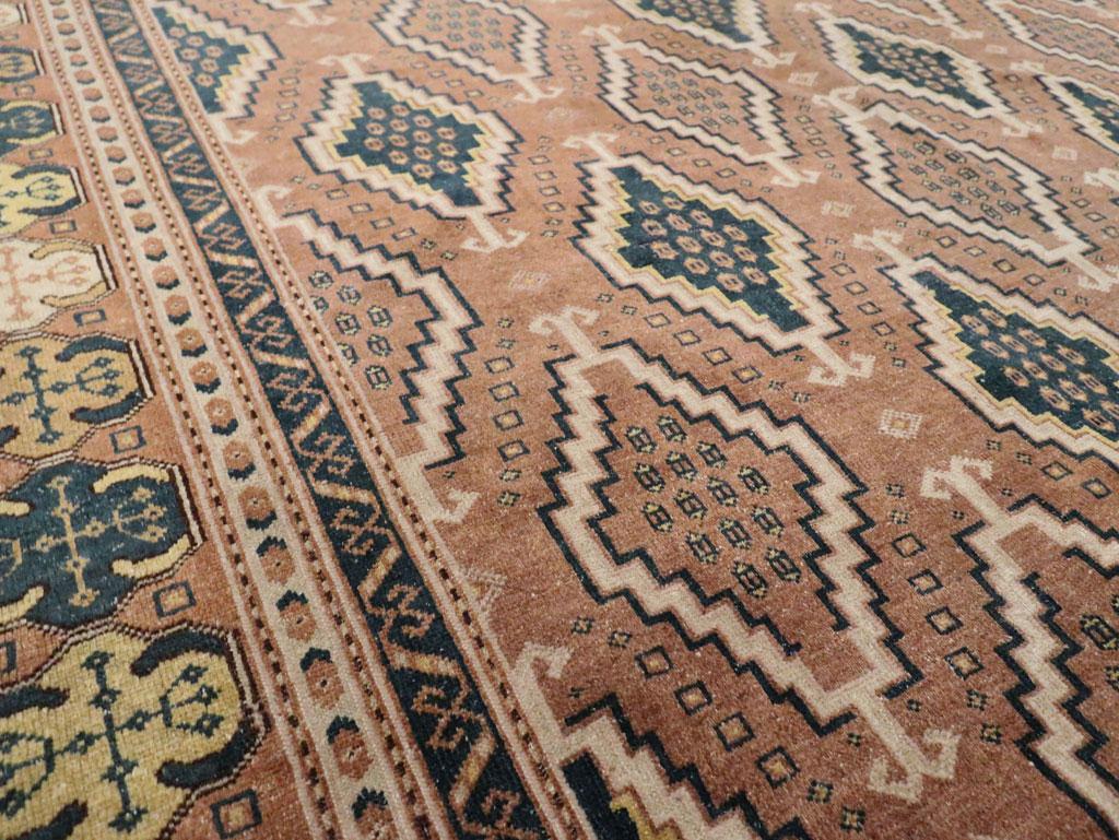 Hand-Knotted Early 20th Century Handmade Central Asian Samarkand Room Size Carpet For Sale