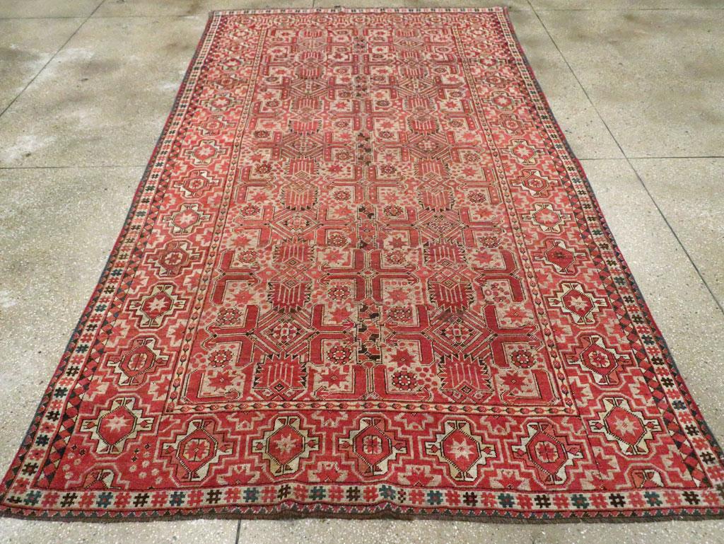 Wool Early 20th Century Handmade Central Asian Tribal Gallery Accent Rug For Sale