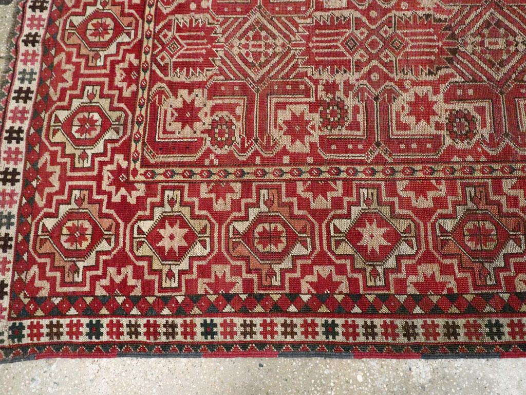 Early 20th Century Handmade Central Asian Tribal Gallery Accent Rug For Sale 3